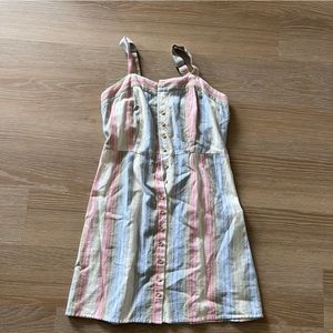 Altard state rainbow button down striped dress NWOT
